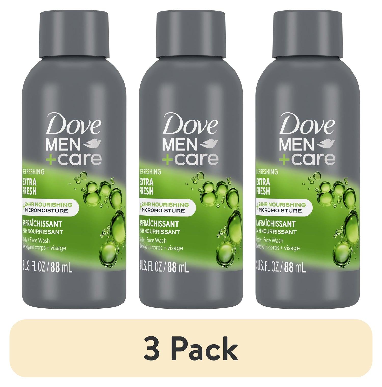 (3 Pack)  Refreshing & Nourishing Body Wash for Men Extra Fresh, 3 Oz