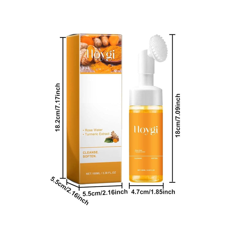 2 Pcs Hoygi Glow Turmeric Face Scrub Wash, Turmeric Face Wash with Brush Deep Cleansing Exfoliating.