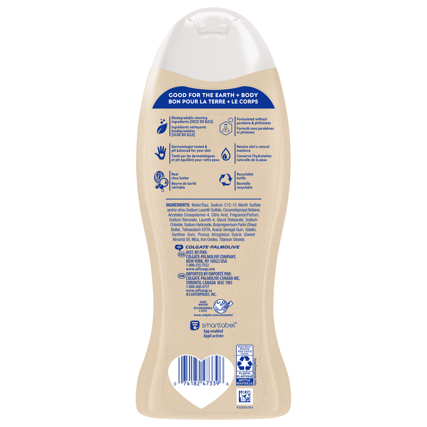 (4 Pack)  Moisturizing Body Wash, All Skin Types, Shea and Almond Oil, 20 Fl Oz Bottle