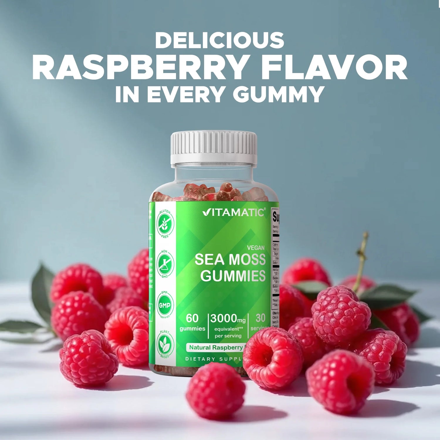 Irish Sea Moss Gummies - 3000 Mg - 60 Vegan Gummies - Made with Bladderwrack & Burdock Root - Seamoss Supplement for Thyroid, Energy, Immune Support