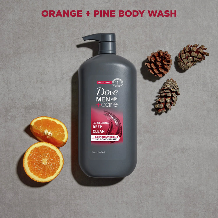 Exfoliating Deep Clean Face & Body Wash for Men Citrus + Cedarwood, 30 Oz