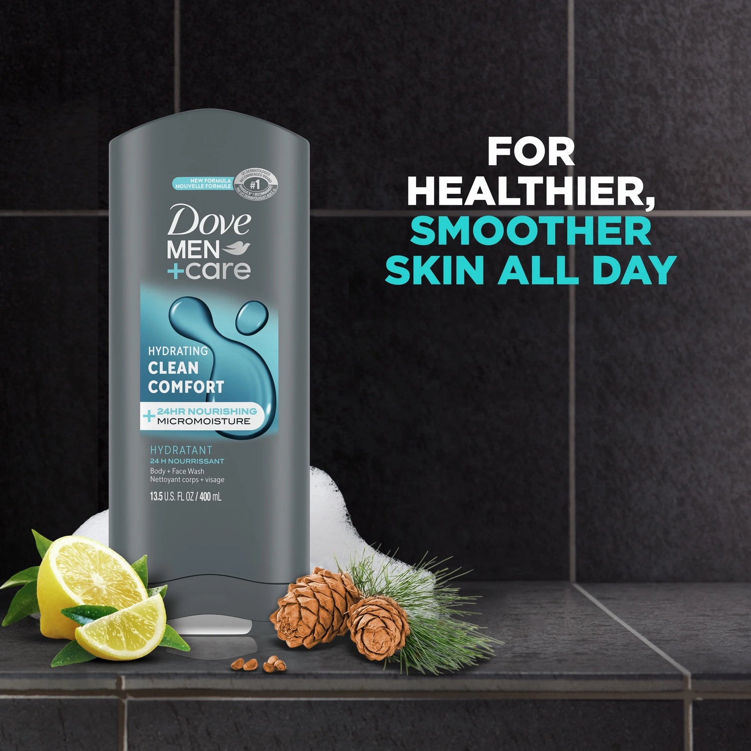 Daily Use Face & Body Wash for Men Clean Comfort All Skin, 13.5 Oz